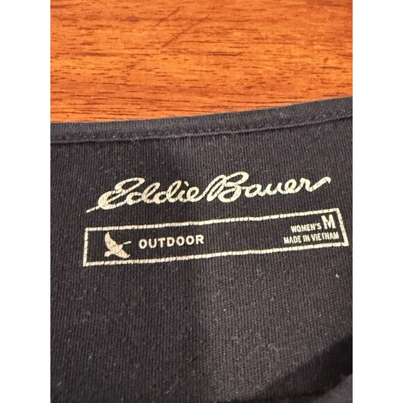 Y2K Eddie Bauer Striped Teal Thermal Long Sleeve Shirt Medium Outdoors Snaps M - Picture 7 of 10